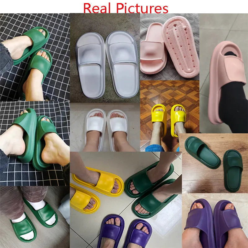 Pair of thick-soled EVA flip-flop slippers in a chosen colour on a plain background.