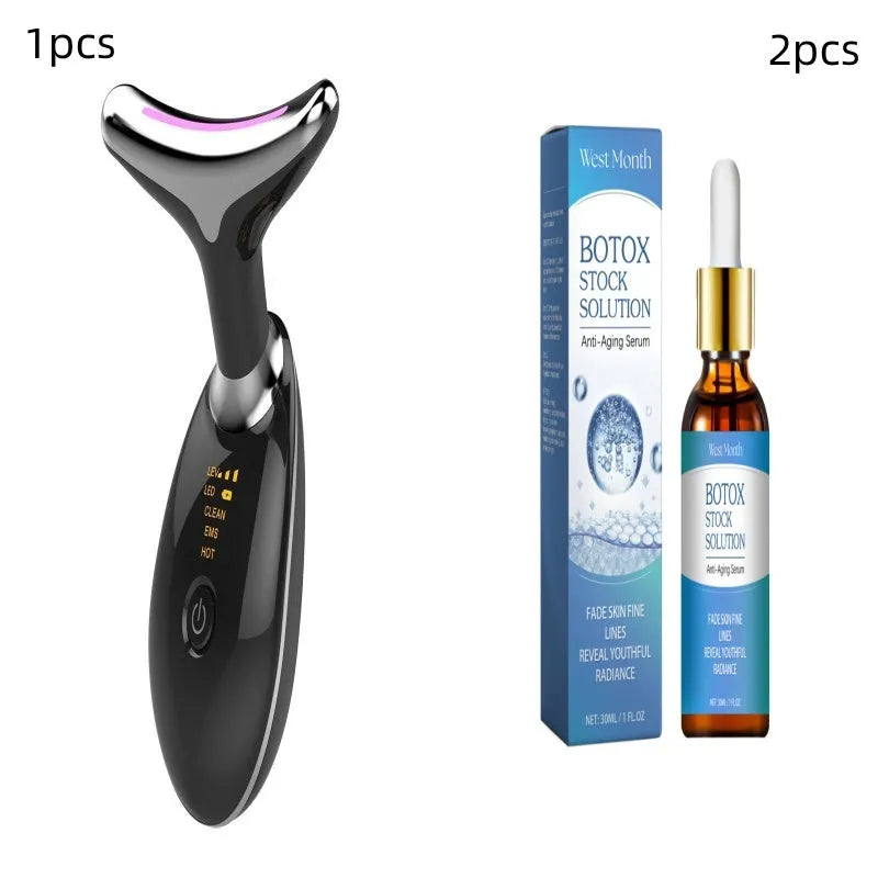 EMS thermal neck lifting massager with LED lights for facial skin tightening and wrinkle reduction