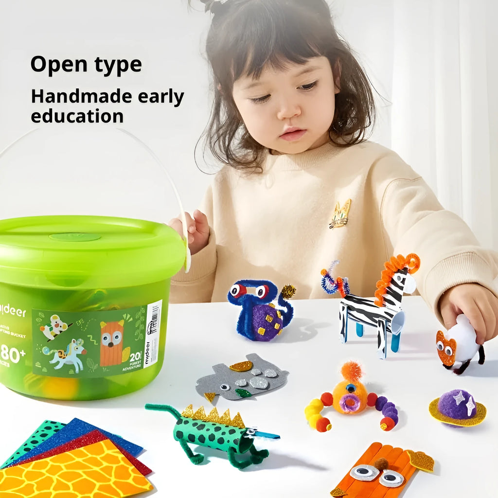 Children's DIY twisted stick bouquet toy set in forest adventure theme with resin components, packed in a colour box