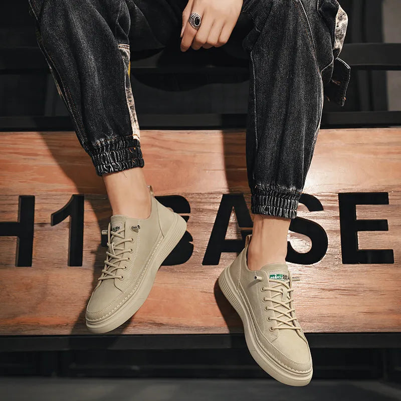 Men's casual board shoes with EVA upper and sole, flat heel, low top, front lace-up, in white, black, or sand