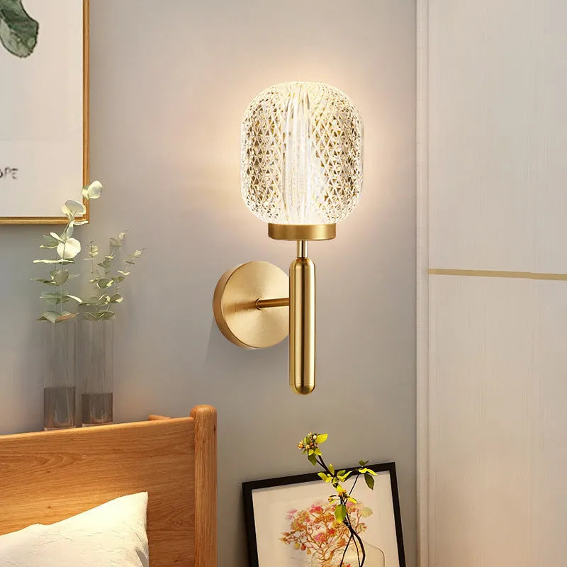 Nordic style dual-head copper wall lamp mounted on white wall showing simple post-modern design