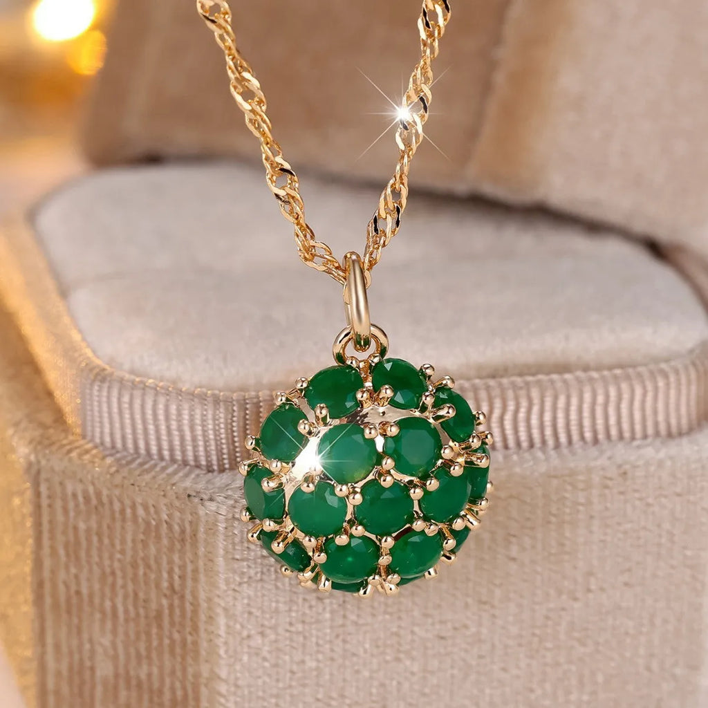 Champagne gold emerald diamond necklace with geometric pendant on adjustable chain