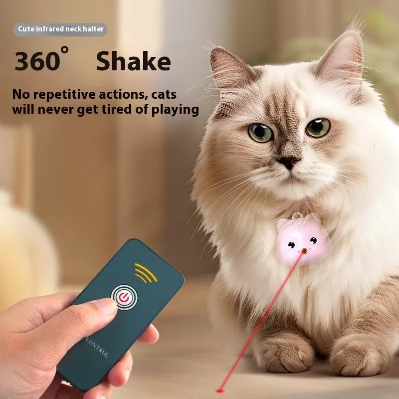 Rechargeable remote control cat infrared halter collar with adjustable strap and handheld transmitter