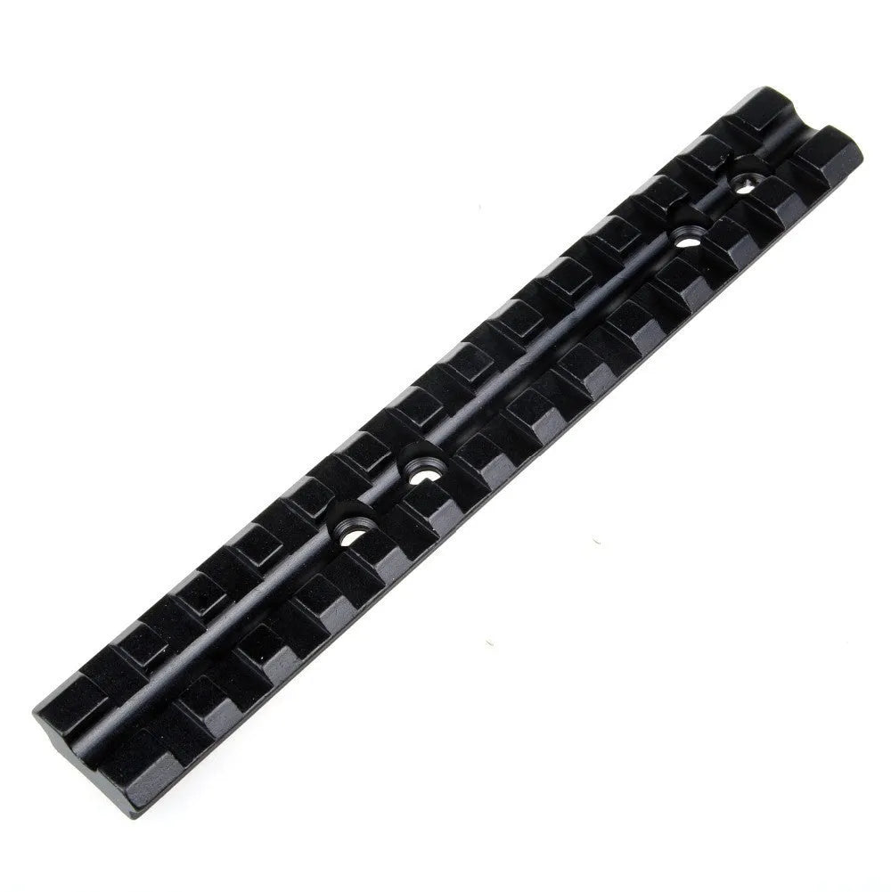 Black anodised aluminium shotgun scope mount with 5.5 inch rail and mounting hardware