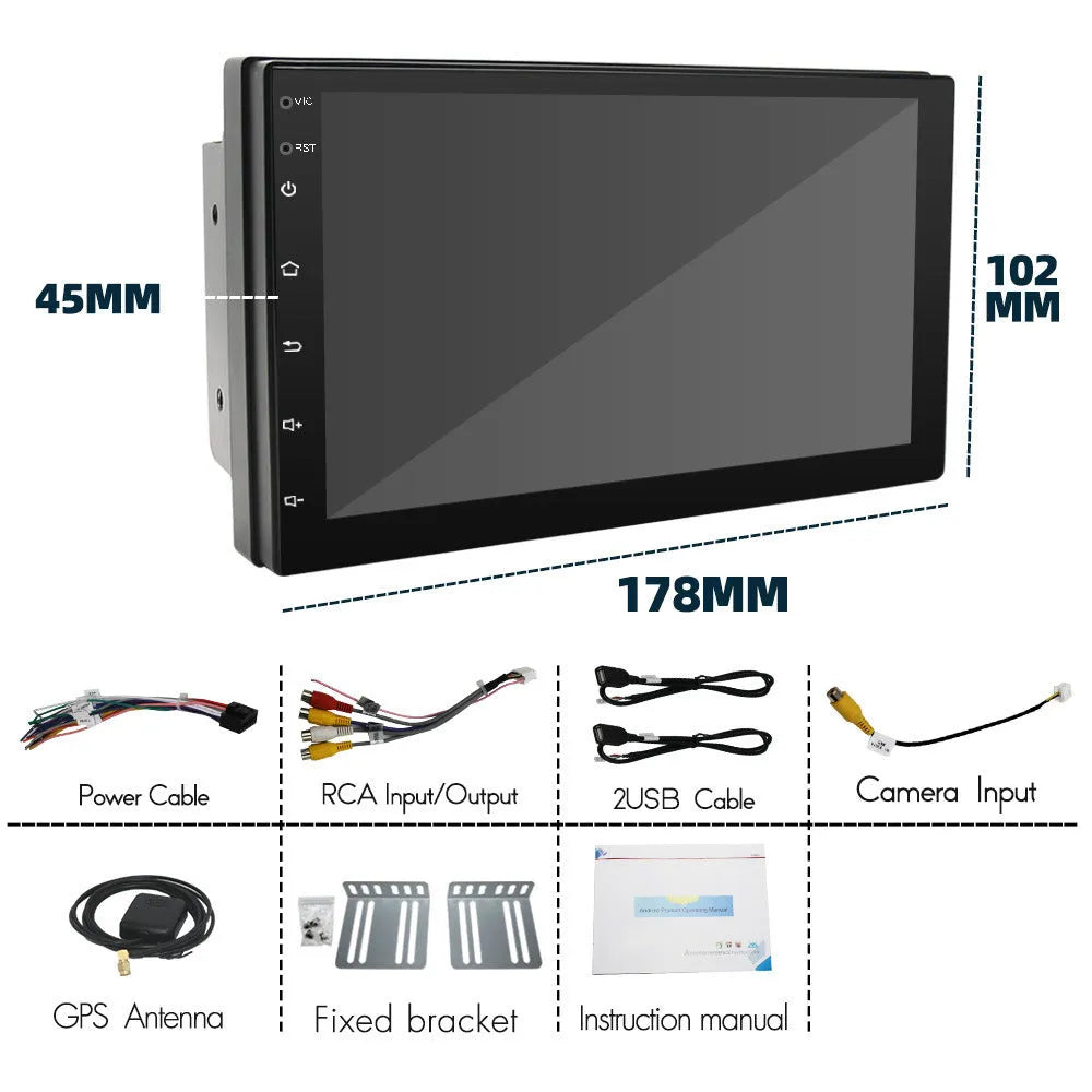 Universal black MP5 player with 7-inch screen for car GPS navigation and CarPlay connectivity