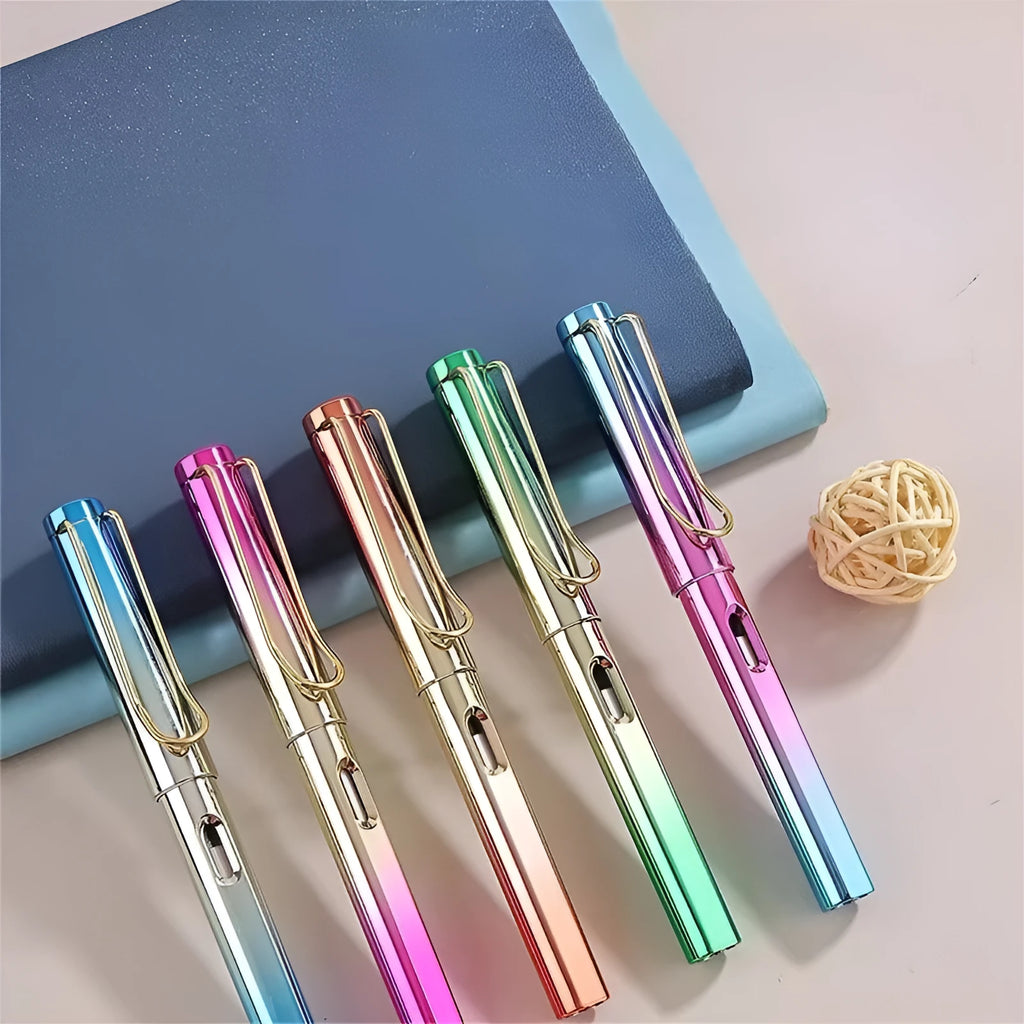 Portable black tech eternal hat pen with gold blue HB lead core and plastic case