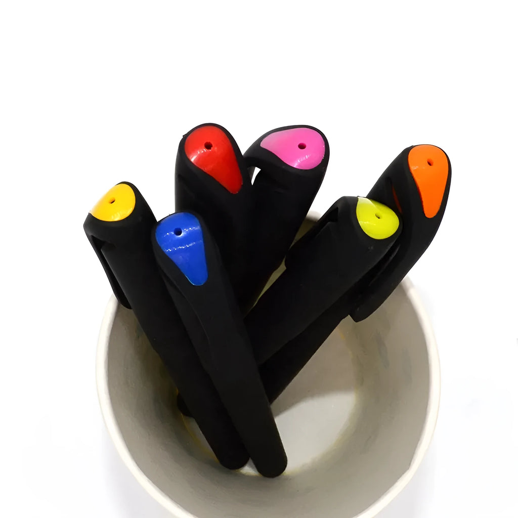 Set of 10 plastic gel pens with black refills showing 14cm length