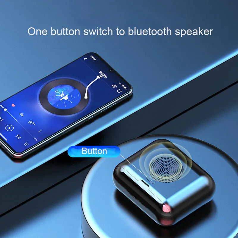 F9 5.0 wireless Bluetooth headset in black with charging case, featuring CVC8.0 noise reduction and 2000 mAh capacity