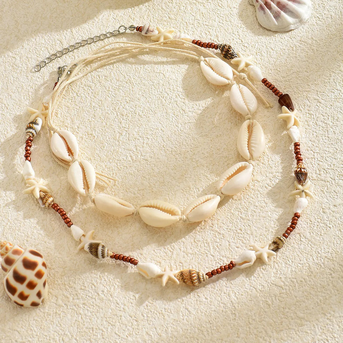 Handmade geometric shell necklace in X1900 colour with bohemian style pendant on regular chain