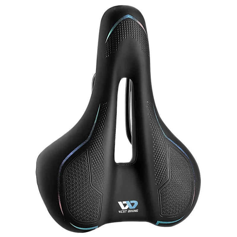 Bicycle saddle cushion with high elastic sponge foam in black and colourful sporty casual designs