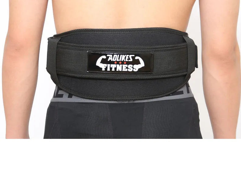 Nylon fitness weightlifting waistband belt for adult gym training in black red yellow colours