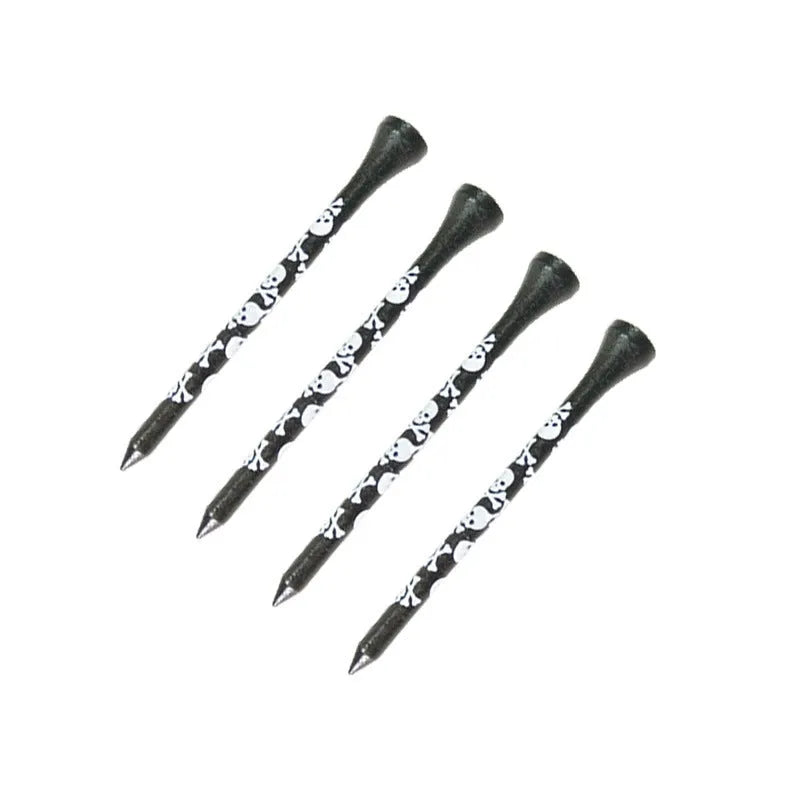 Black skull print bamboo dowel pins for golf shoes in 70mm and 83mm lengths