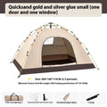 Outdoor portable double camping tent with silver glue quicksand gold material, one door and one window