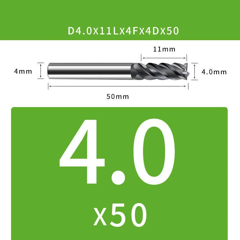 Tungsten steel 4-flute ball end mill tool for 1-12mm diameter milling