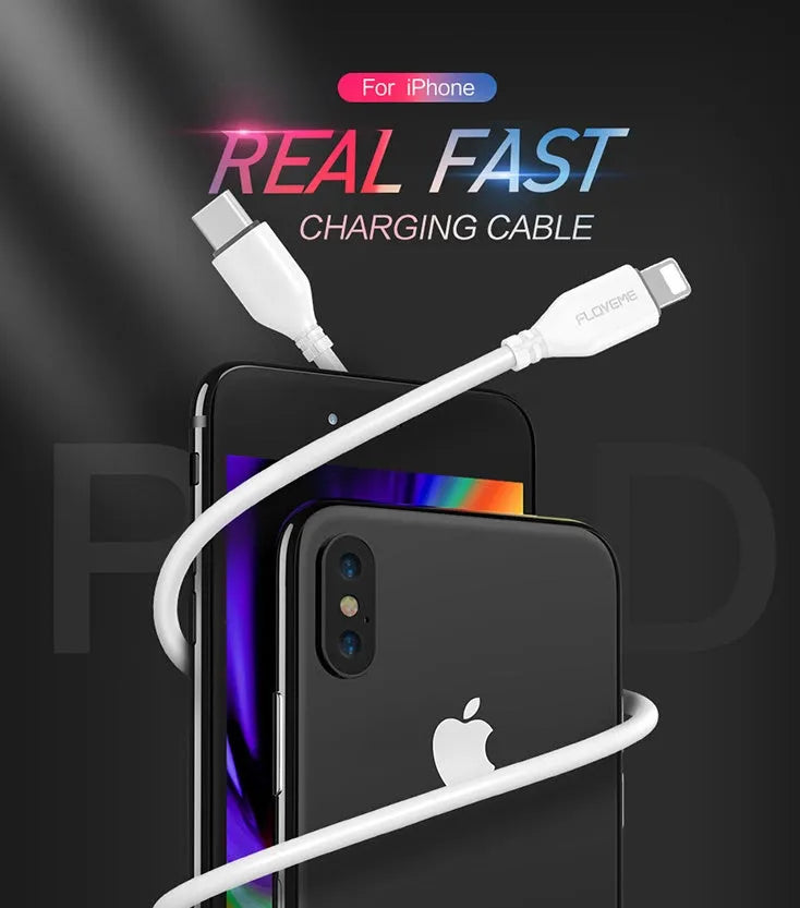 White nylon-braided USB-C to Lightning cable with aluminium connectors, 1 metre long.
