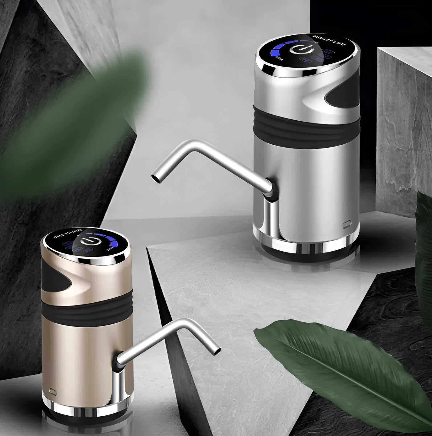 USB charging bucket water absorber in gold with stainless steel hose and suction hose