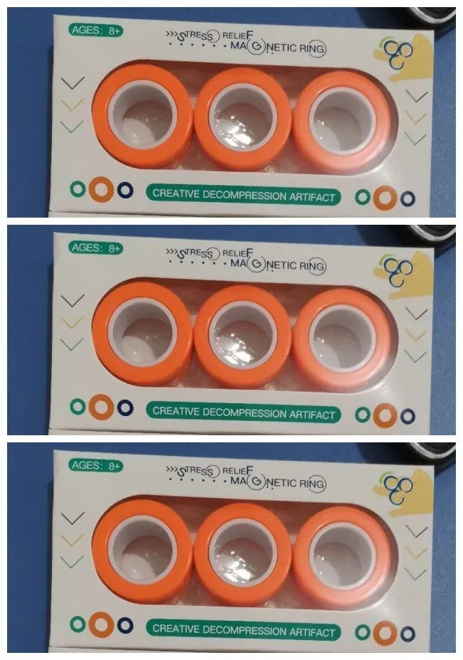 Magnetic finger rotating fidget ring in selected colour, showing external diameter of 3.2cm