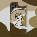 Orange yellow cartoon line art soft case for Apple iPhone showing back design