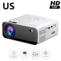 White LCD home office projector with manual focus and keystone correction on a desk