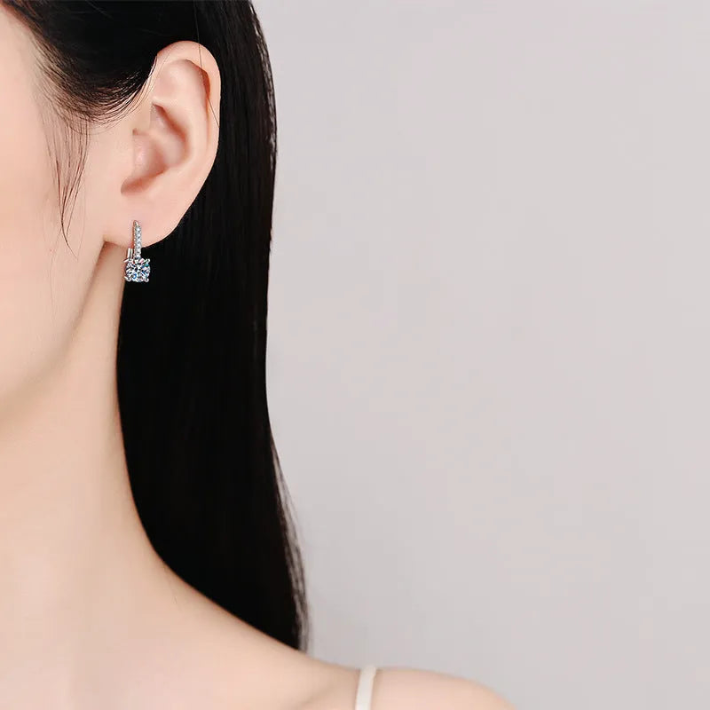 Moissanite S925 sterling silver U-shaped earrings with high carbon stone and moissanite for women