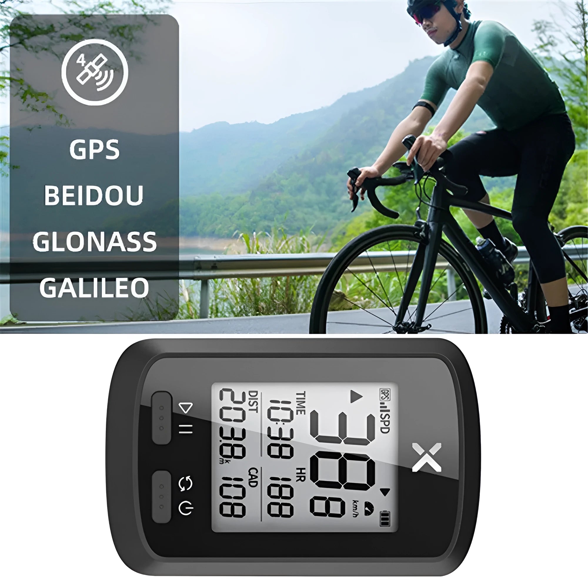 Black plastic waterproof stopwatch for bicycle riding and cycling performance tracking.