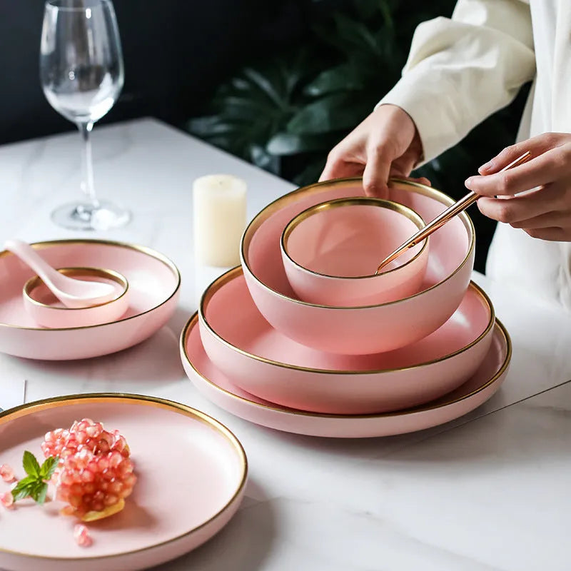 Nordic style solid colour porcelain bowl with celadon glaze finish, available in grey, blue, pink, and multiple sizes for tea drinking