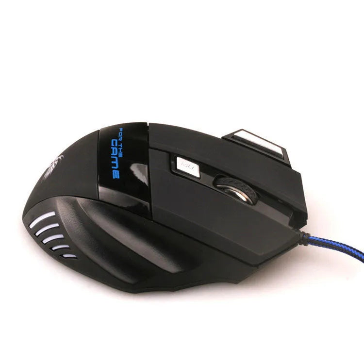 Black wired USB gaming mouse X3-6 key with colourful LED lights and Tyrannosaurus Rex style pattern