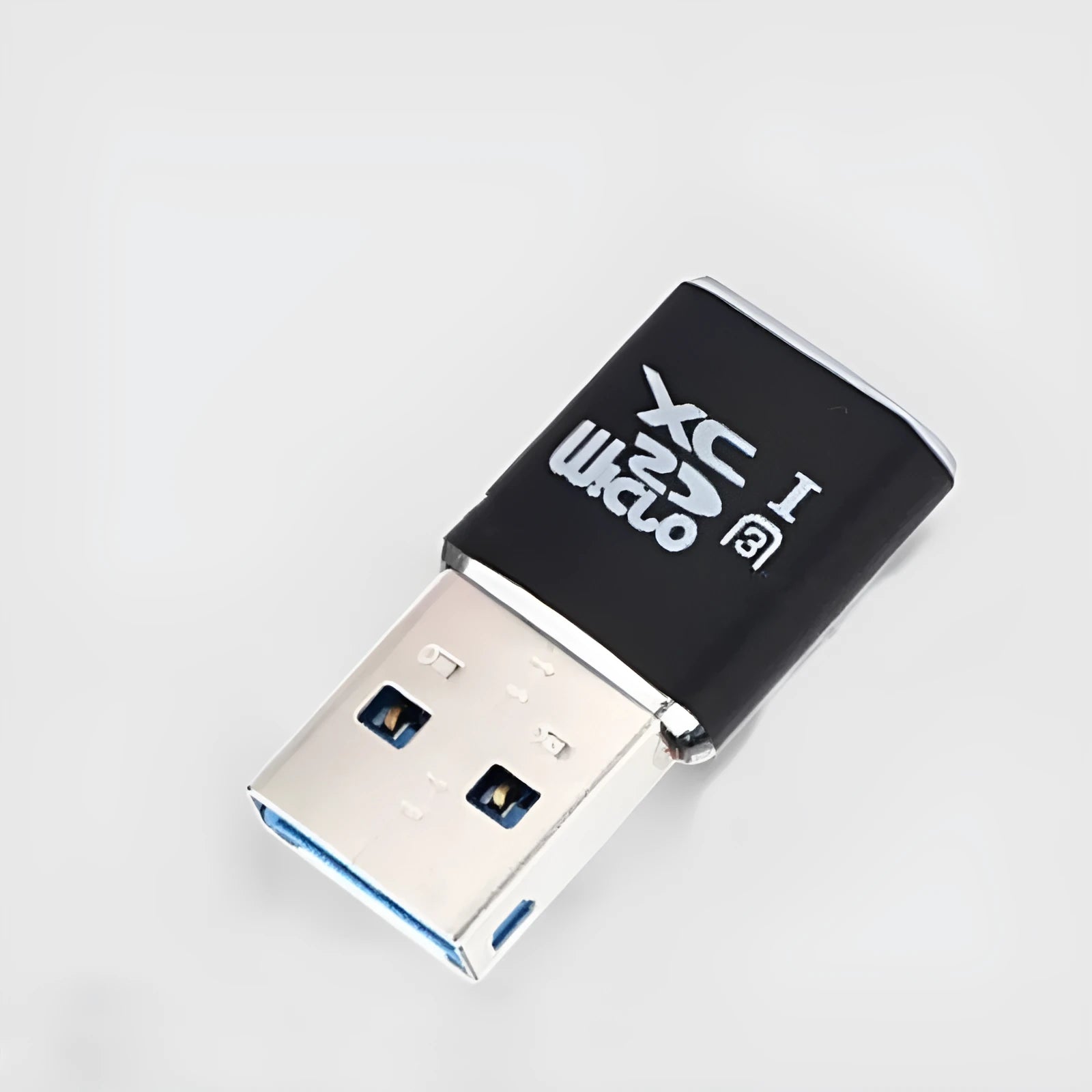 Black USB 3.0 card reader for Micro SD memory cards with ABS plastic housing
