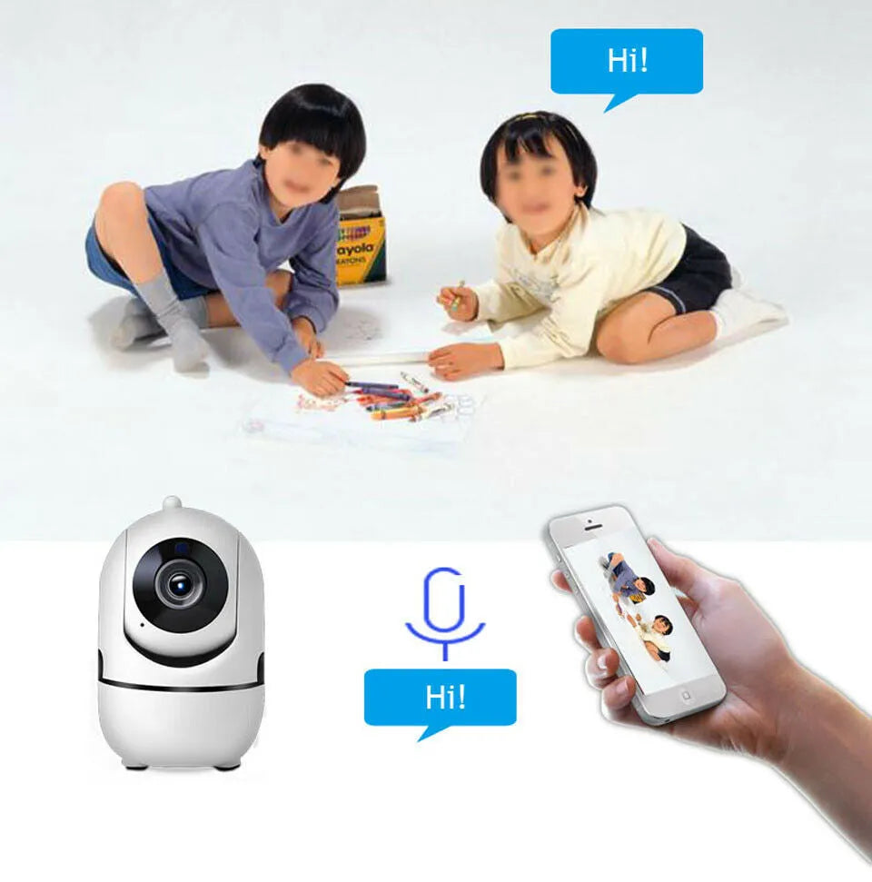 White WiFi wireless CCTV IP camera 1080P with pan tilt and night vision for home security monitoring
