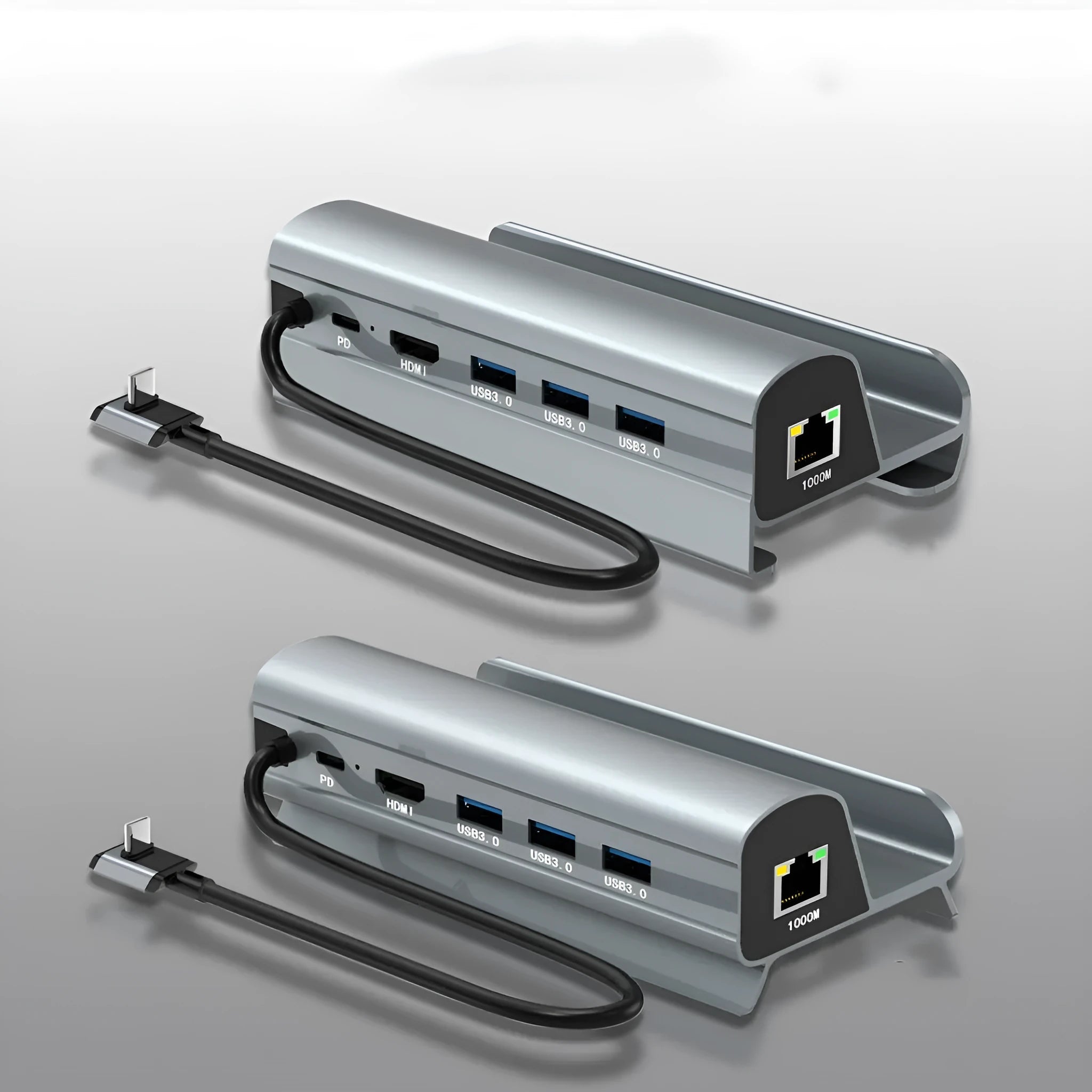 Aluminium alloy 6-in-1 docking station for Steam Deck with Type C interface on a desk