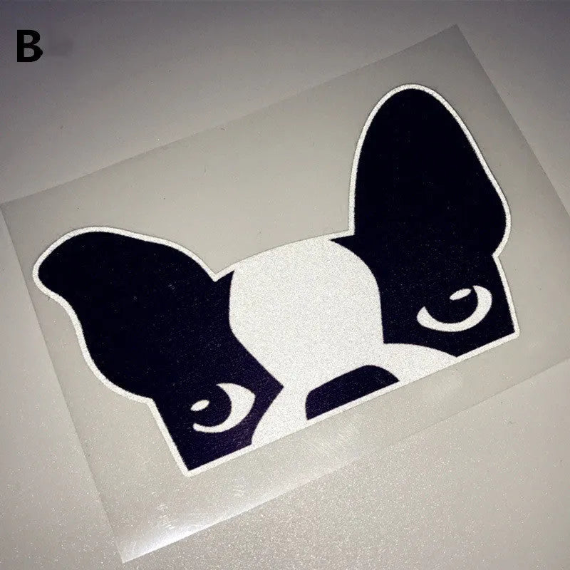 10 pcs bulldog sticker set, pet reflective material, 11cm by 7cm, strong adhesion, puppy pattern, colours A B C