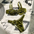 Women's A371 Green swimsuit with 3D floral pattern, includes bra and briefs.