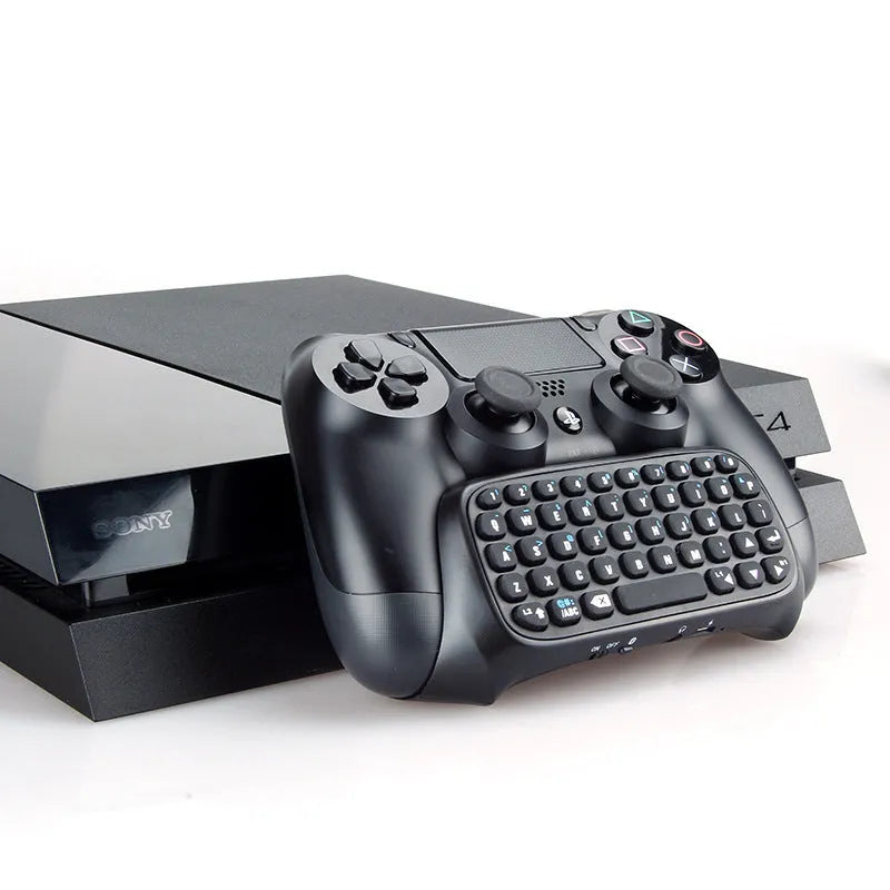 PS4 controller Bluetooth chat keypad attached to black controller showing keys and speaker