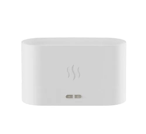 USB powered ultrasonic aroma diffuser with flame light, black, 180ml capacity, compact size