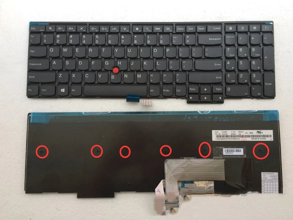 Black Lenovo ThinkPad replacement keyboard compatible with W541, T550, W550, W550s models with USB cable