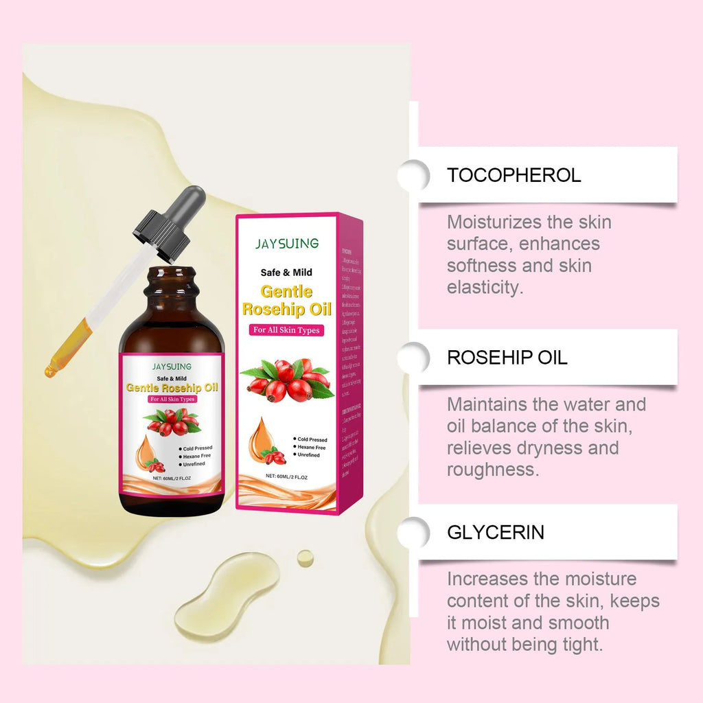 60ml bottle of rose fruit seed facial oil with rose hip oil and vitamin E