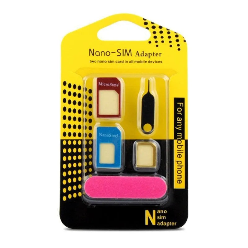 Five-piece aluminium alloy SIM card adapter sleeve set in metal card sleeve colour