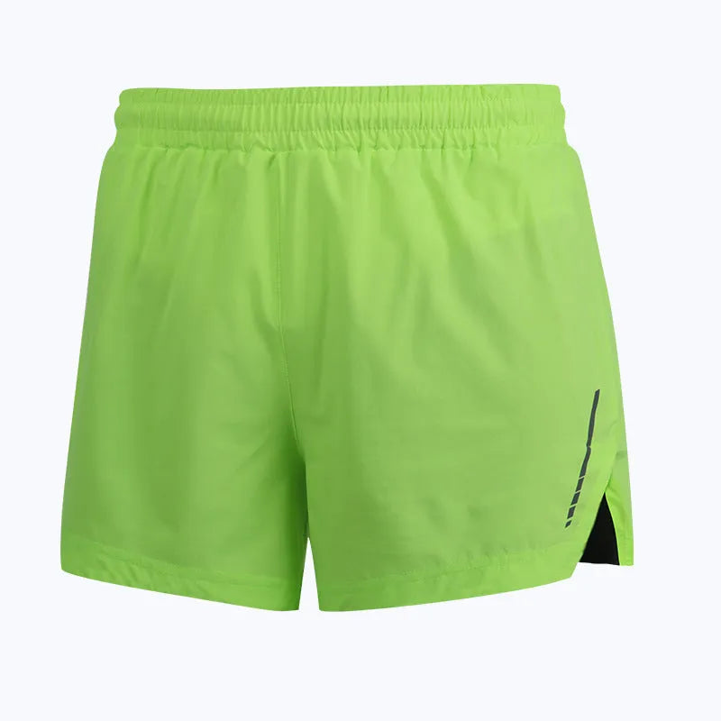Man modelling casual grey quick-dry running shorts with a straight-leg cut.