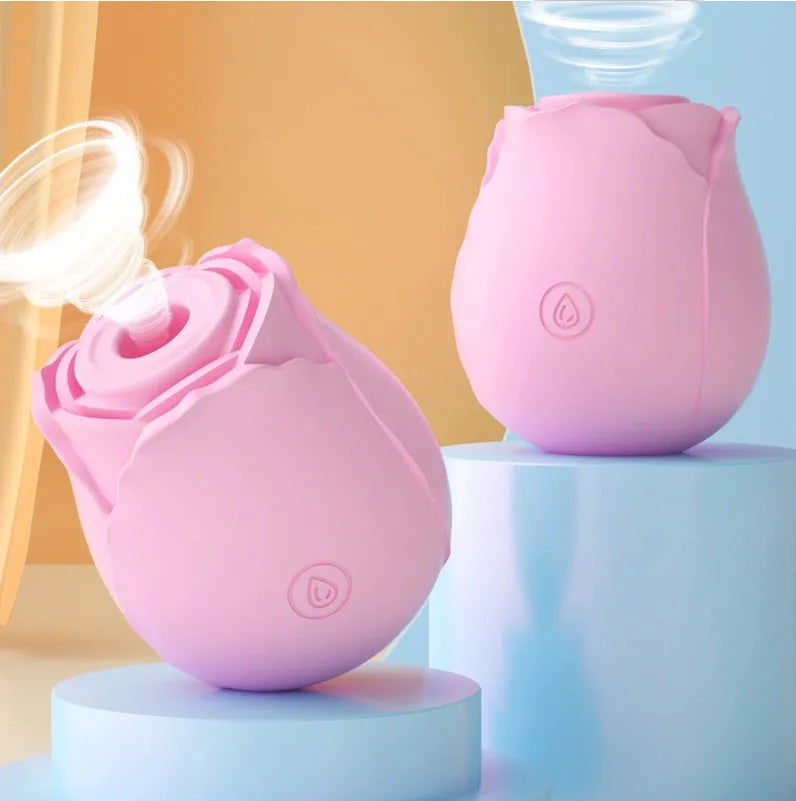 Huafeihua rose sucking tongue licking vibrating egg in pink silicone with compact design