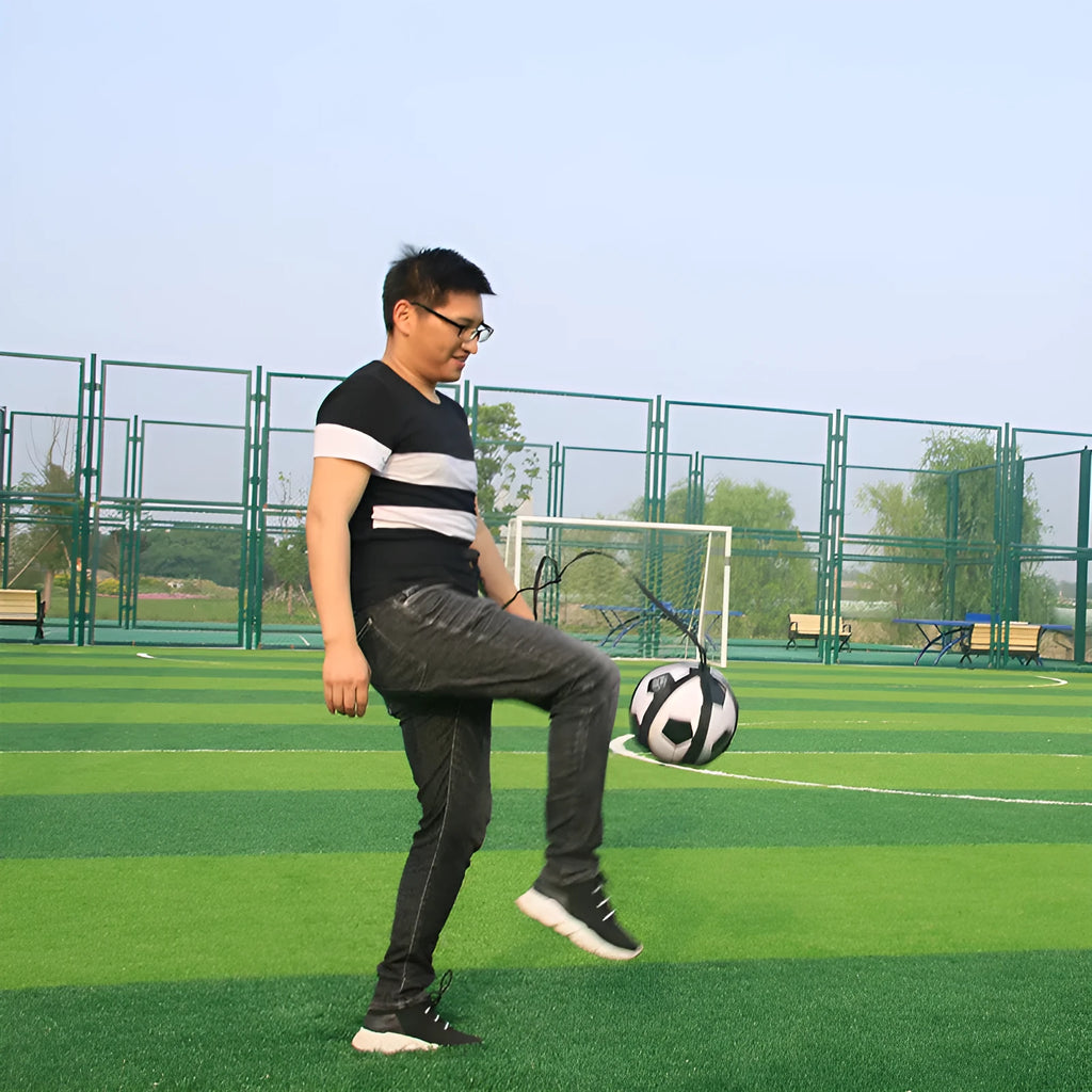 Black football juggling belt with rotating mechanism for training