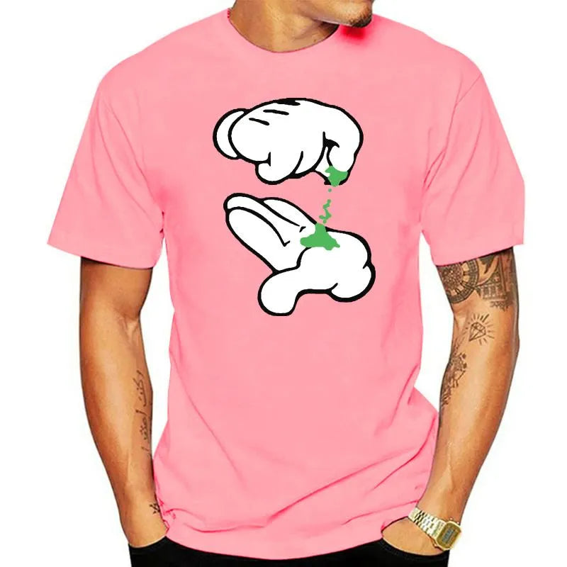 Men's hand kneaded weed print cotton t-shirt in front view on plain background
