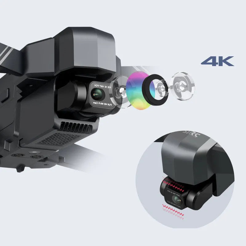 Black F11s PRO GPS folding drone with 4K camera and two-axis gimbal shown in expanded and folded positions
