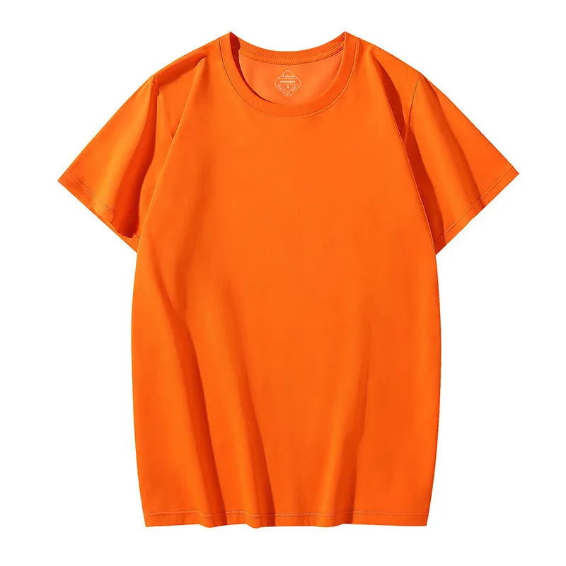 Men's loose fit ice silk short sleeve t-shirt in multiple colour options on a hanger.
