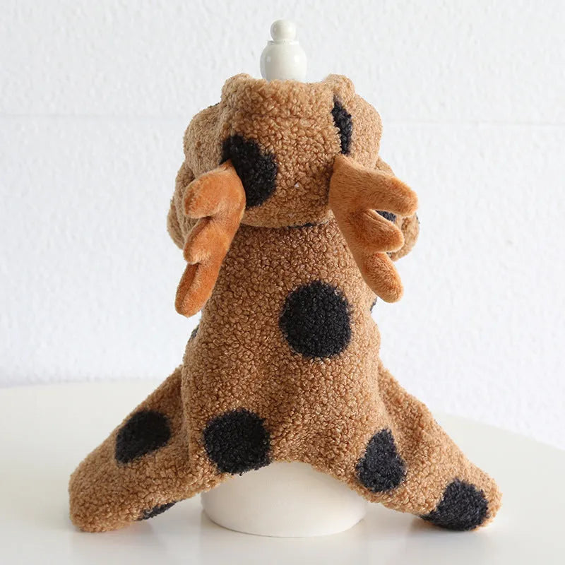 Polka dot pet clothing set showing skirt and four-leg options for cats and dogs