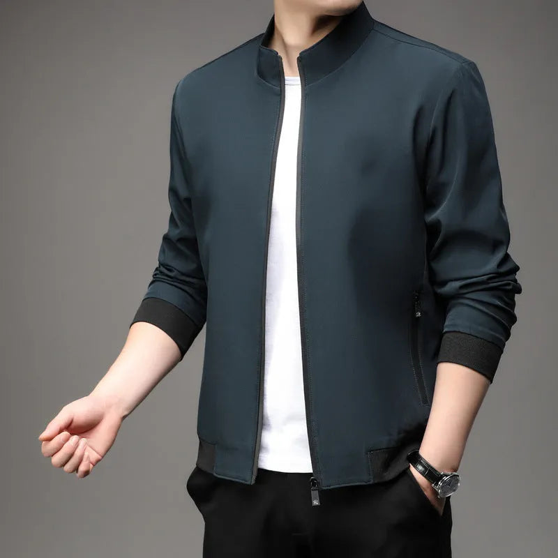 Korean style loose lapel casual jacket in polyester blend fabric available in multiple colours