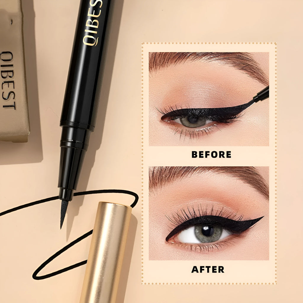 Black liquid eyeliner pen with a pointed tip for precise application.
