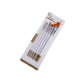 Set of 6 watercolour acrylic brushes with wood handles, aluminium tubes and nylon wool bristles, 17.5-21 cm