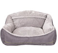 Grey dog bed sofa bed with raised edges and foam padding in XL size