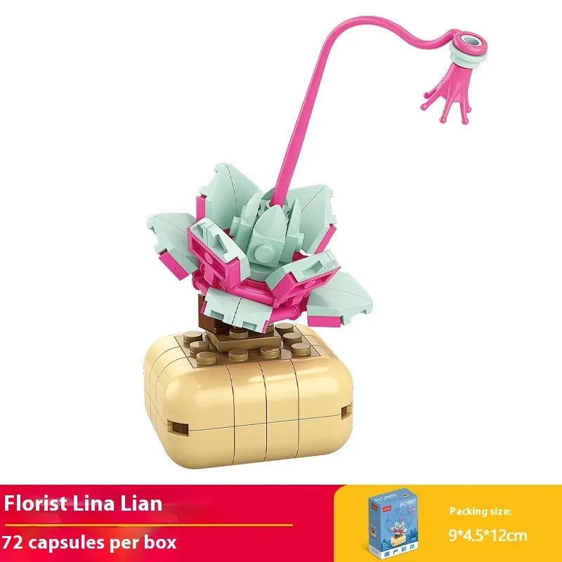 Plastic building blocks flower pot model assembly toy for teenagers