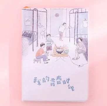 Cherry Blossom colour page button notebook with PU cover, 11cm x 15cm, spiral binding, two style designs